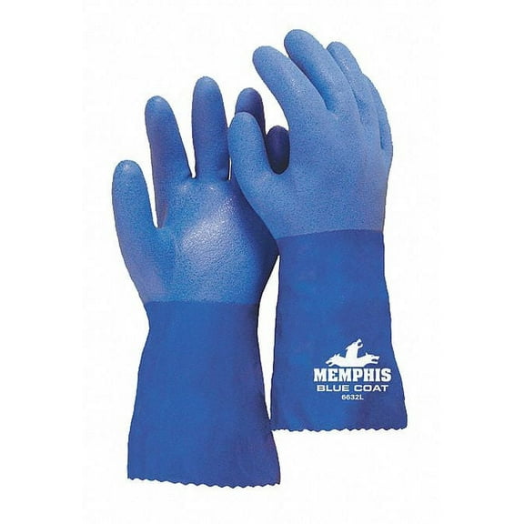 Mcr Safety Chemical Gloves,3XL,12 in. L,Blue,PVC,PR  6632XXXL
