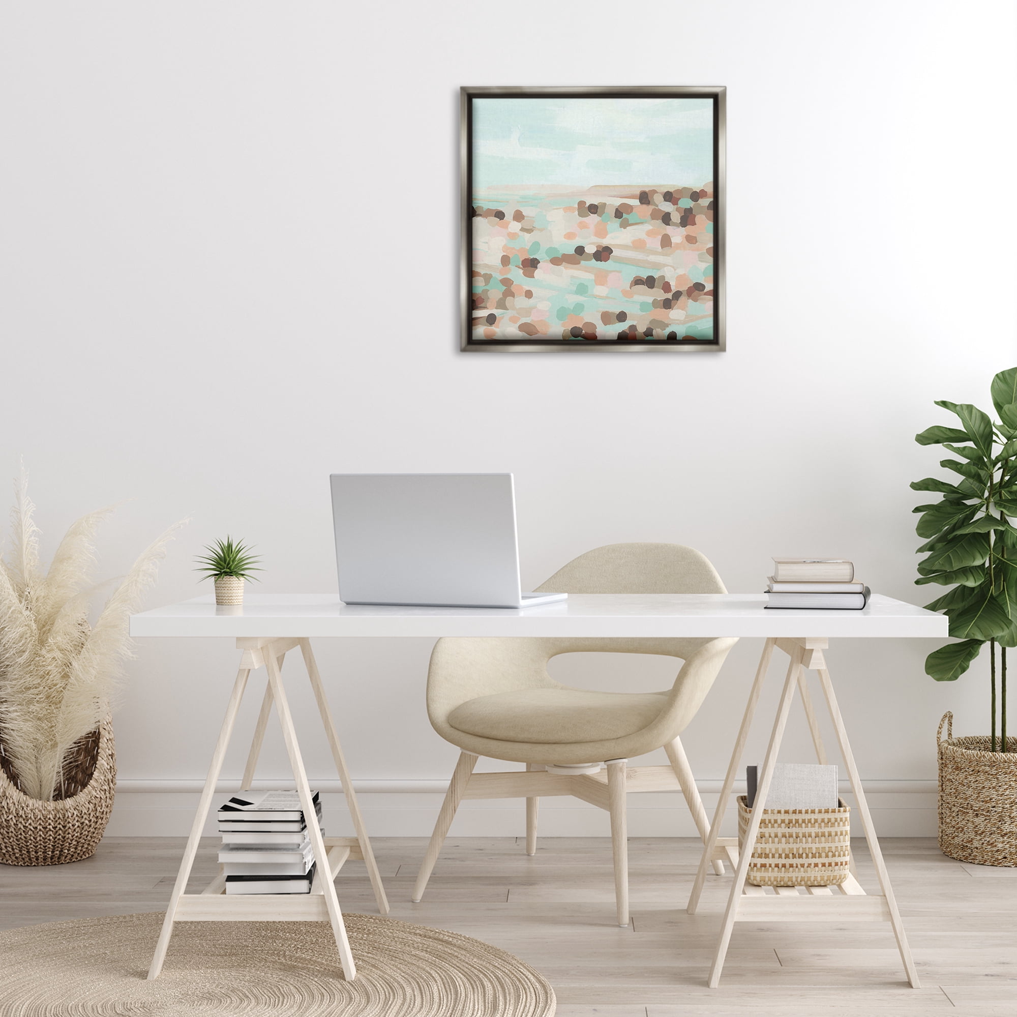 Stupell Industries Desert Landscape Impression Landscape Painting Gray Floater Framed Canvas Art Print Wall Art, 25 x 25