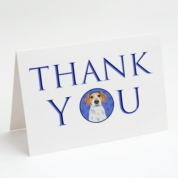 Beagle Tricolor #2 Thank You Greeting Cards and Envelopes Pack of 8 7 in x 5 in