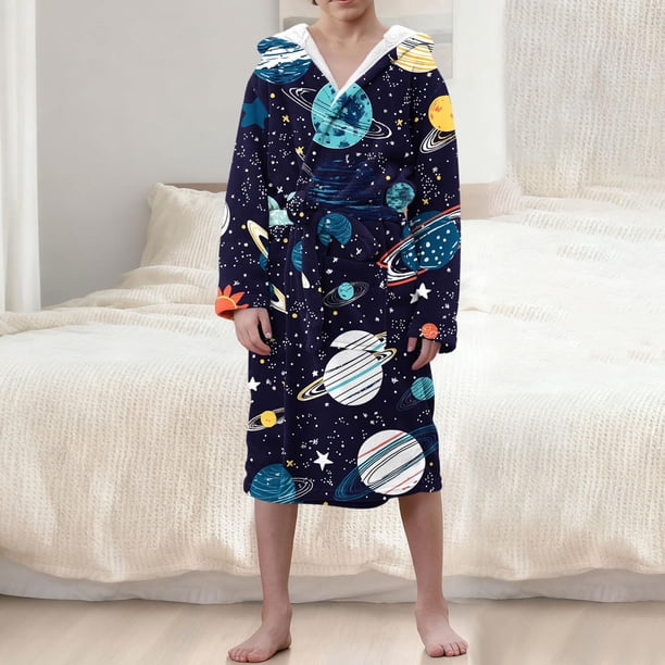 Ropa de cama Ropa infantil Albornoz grueso con capucha alargado Pijamas de terciopelo para niñas Camisón de poliéster para niñas