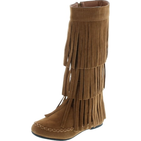 

I LOVE KIDS AVA-18K Children s 3-Layers Fringe Moccasin Style Mid-calf Boots Rust 2
