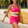 thumbnail image 7 of Gamivast Swimsuits for Women Two Piece Swimsuits Sporty Color Block Crop Top Drawstring Swim Shorts with Pockets Athletic Swimwear Beach Vacation, 7 of 7