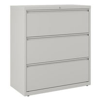 Pemberly Row 36" Wide 3 Drawer Metal Lateral File Cabinet - Light Gray - 2 units