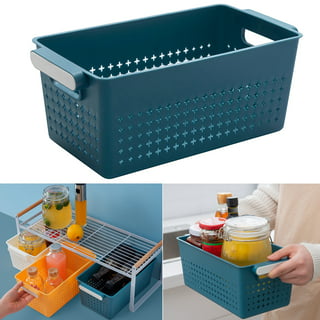 Vcansay Plastic Small Slim Rectangle Storage Baskets, 6 Packs