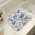 thumbnail image 4 of Yayeee Dish Drying Mat for Kitchen Counter 18" x 24" Microfiber Super Absorbent Coffee Decorative Pad, Blue Doodle Pattern, 4 of 9