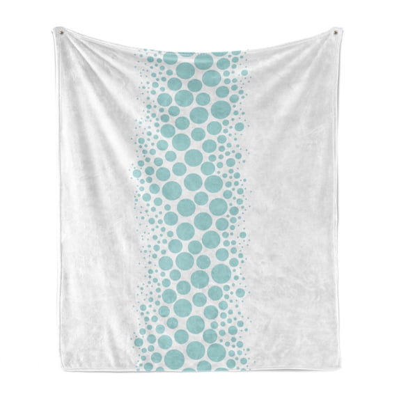 Under the Sea Soft Flannel Fleece Blanket, Ocean Dive Inspired Image with Circle and Geometric Bubbles Art Print, Cozy Plush for Indoor and Outdoor Use, 50" x 60", Sky Blue and White, by Ambesonne