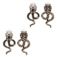 thumbnail image 3 of 3 pares de pendientes de aleación con diseño de serpiente y diamantes de imitación, joyería exquisita., 3 of 14
