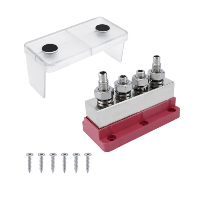 Barra colectora de tierra para batería de RV marina de 600 A, 12 V-48 V, para barcos y yates, fácil de instalar Rojo