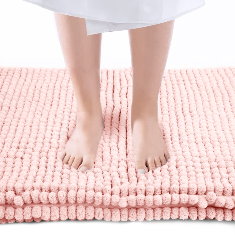 BARE FOOT Chenille Bathroom Rug Rose Smoke With Multiple Size Variations