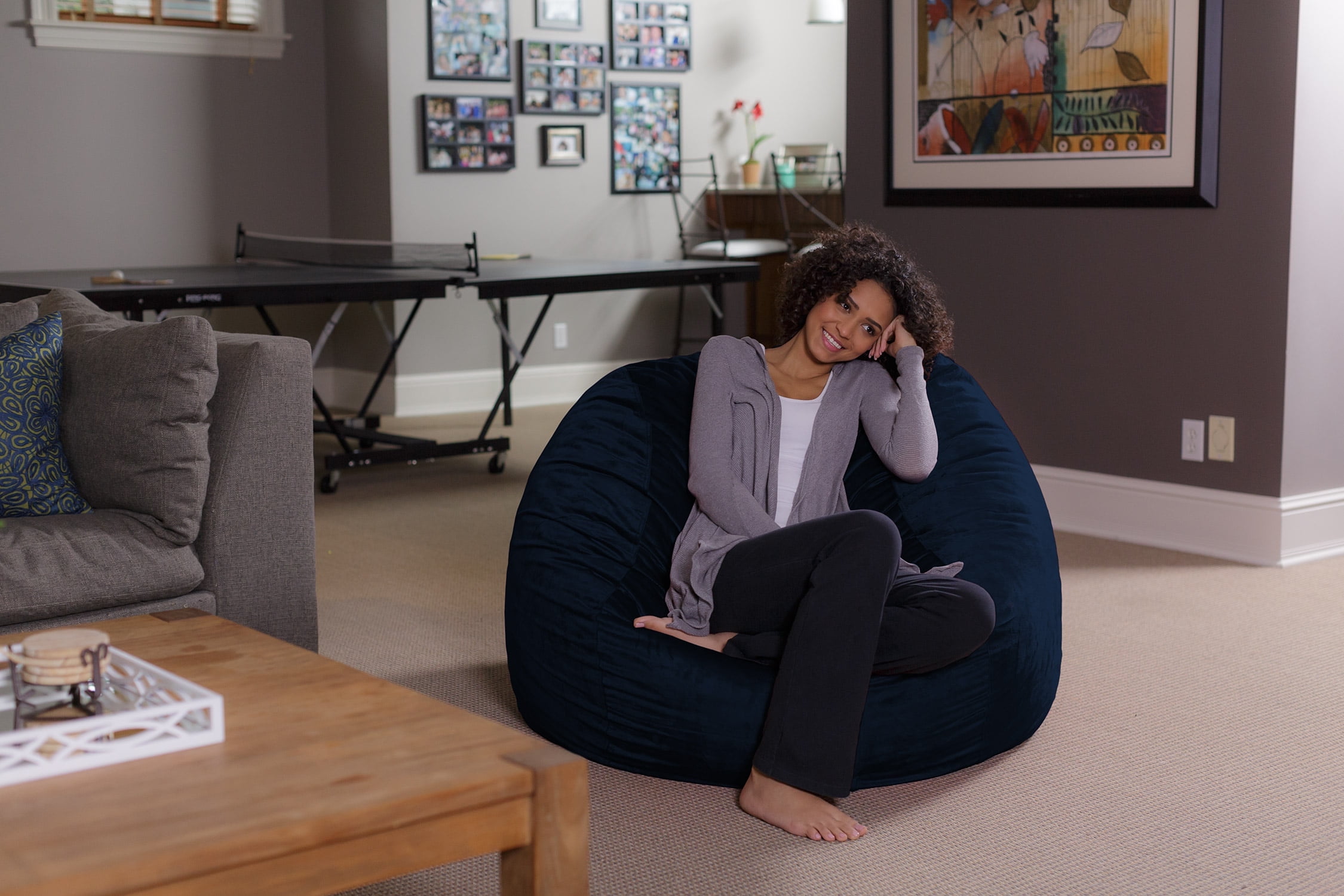 Sofa Sack Bean Bag Chair, Memory Foam Lounger with Microsuede Cover, Kids, Adults, 4 ft, Olive