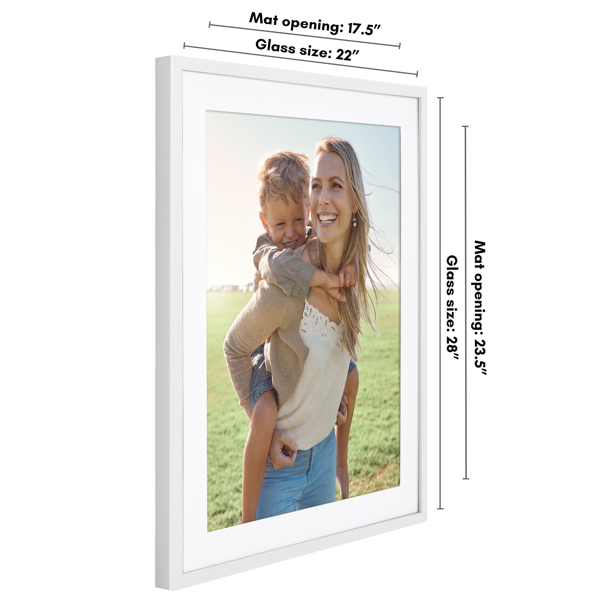 Americanflat 22" x 28" Gallery-Style Picture Frame with Mat to Secure Artwork, Prints, and Photos - White