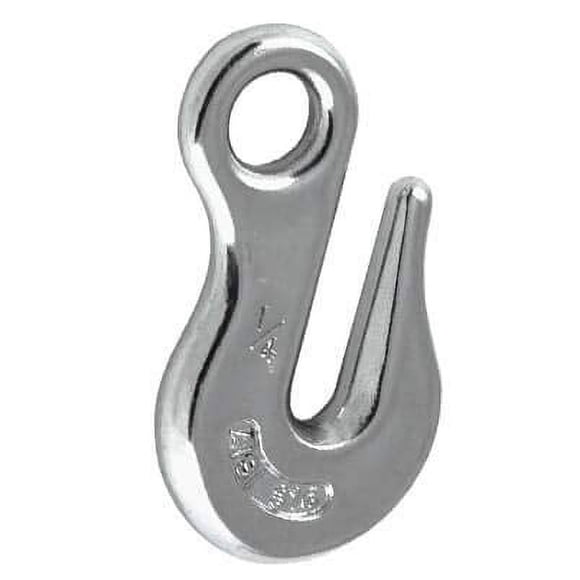 MarineNow Stainless Steel 316 Eye Chain Grab Hook 1/4", 5/16", 3/8", 1/2" (3/8", 10-Pack)
