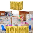 thumbnail image 4 of 2 Pcs 29x108 Inch Gold Metallic Foil Fringe Tinsel Table Skirts, 4 of 7