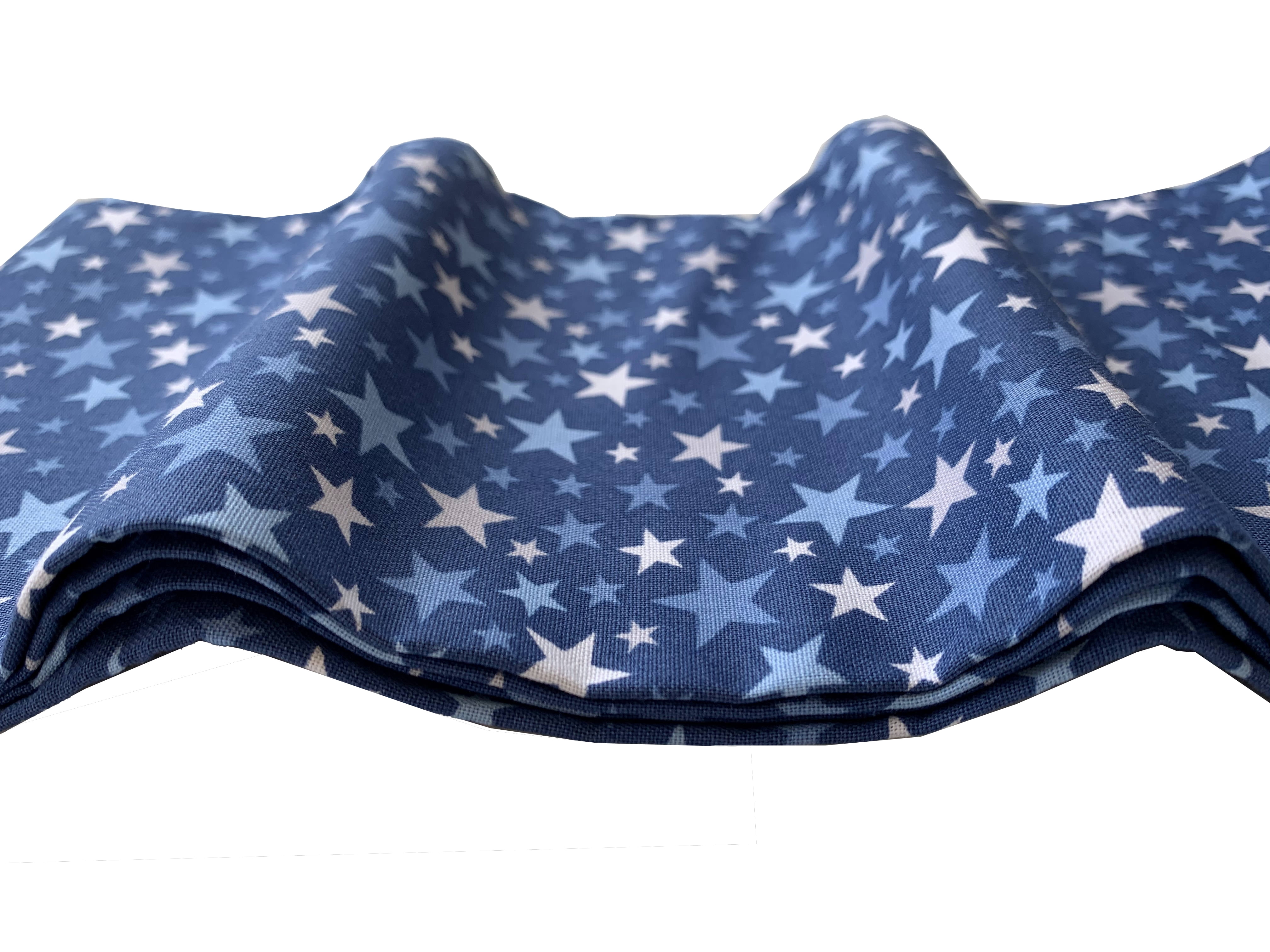 (3 pack) Mainstays 44" x 1 yard 100% Cotton Star Print Sewing & Craft Fabric, Blue and White