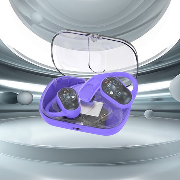 Latrodar Wireless Bluetooth Earphones With Bones Conduction, Semi Transparent Charging Best of Both Worlds r Sports And Running Purple 4.72x3.92 Inch Home Tools
