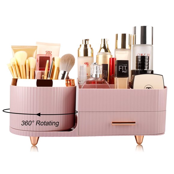 Molutsody Organizador de maquillaje para tocador, vitrina de cosméticos con cajones, se adapta a maquillaje, productos para el cuidado de la piel, brochas, lápices labiales y otros accesorios, solució