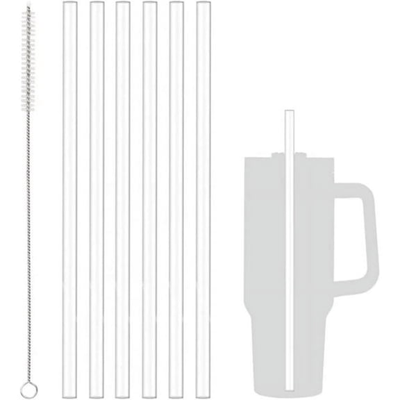 40oz Replacement Straws for Water Bottle,6PCS Reusable Plastic Straws with Cleaning Brush