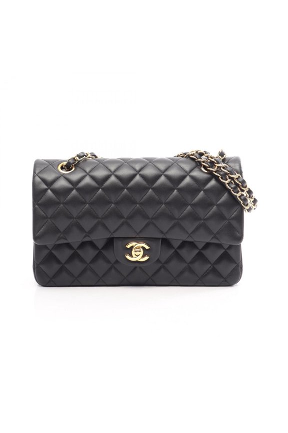 Pre-Owned Chanel Matelass Double Flap Shoulder Bag/Handbag, Lambskin Leather, Women's, Black