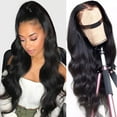 thumbnail image 5 of XIAQUJ African Ladies Small Curly Hair Sets Wavy Curls Wig Can Be Straightened and Bent Natural Looking Long Wavy Human Hair Wig with Lace Front Wig Caps Wigs for Women Black, 5 of 9