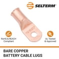 thumbnail image 3 of SELTERM 1/0 AWG 1/4" Ring Battery Cable End Terminal Lugs Bare Copper 5ea, 3 of 3