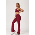 thumbnail image 4 of PISONIC Women Two Piece Workout Sets Cross Back Sports Bras Matching High Waist Flared Leggings Gym Yoga Outfits, 4 of 8