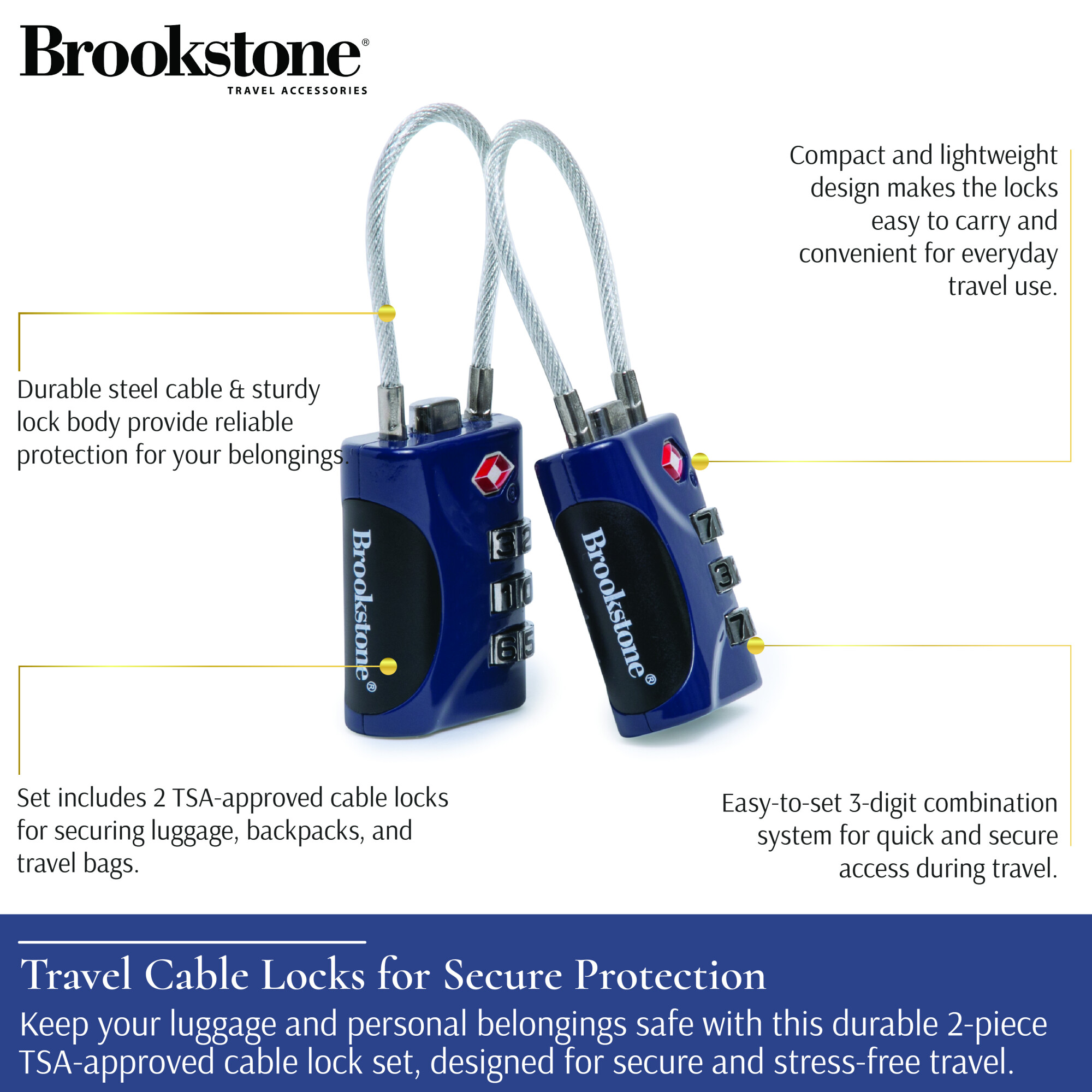 Brookstone TSA-Approved Cable Lock 2-Pack photo 2
