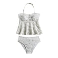 thumbnail image 2 of Lixiuxyad High Elastic Ribbed Tankini Two Piece Swimsuit For Girls Comfortable Kids Swimwear,Swimsuits Sets Sizes 15-16 Years White, 2 of 5
