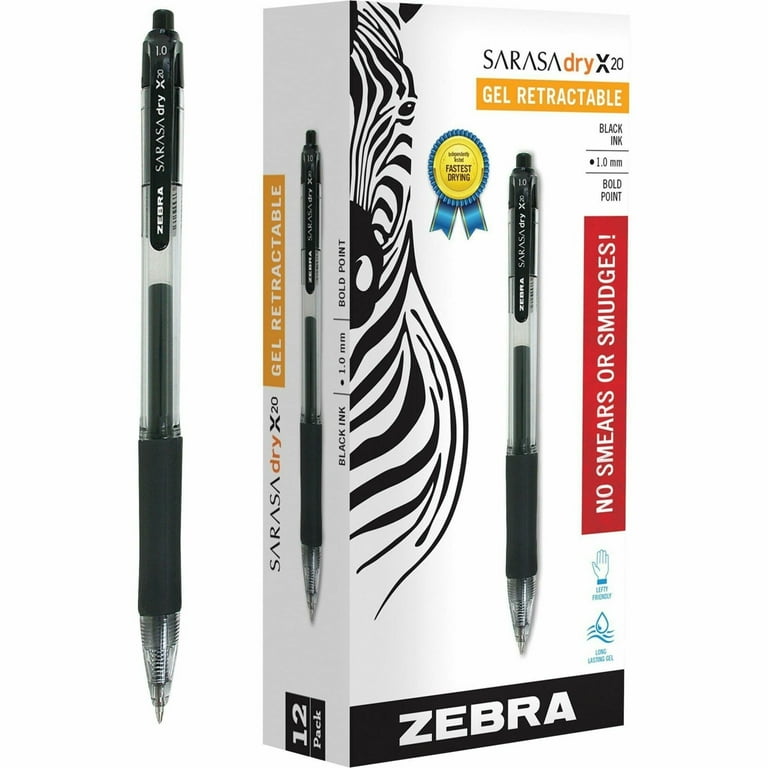 Zebra Sarasa Retractable Gel Pen Black Ink Bold Dozen 46610