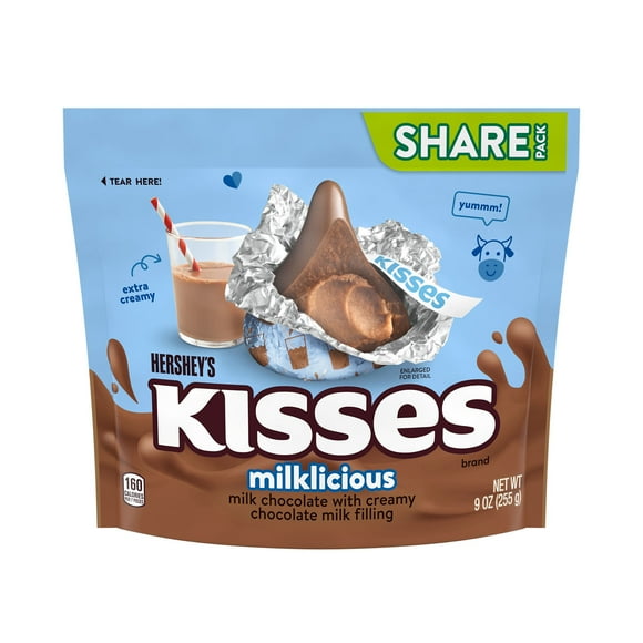 Hershey's Kisses Milklicious Milk Chocolate Candy, Share Pack 9 oz