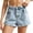 Light Blue, variant on Womens Low Rise Jean Shorts, Stretchy Y2k Denim Mini Shorts, Trendy Summer Micro Jorts for Country Concert Wear, Grey Distressed Short Jeans