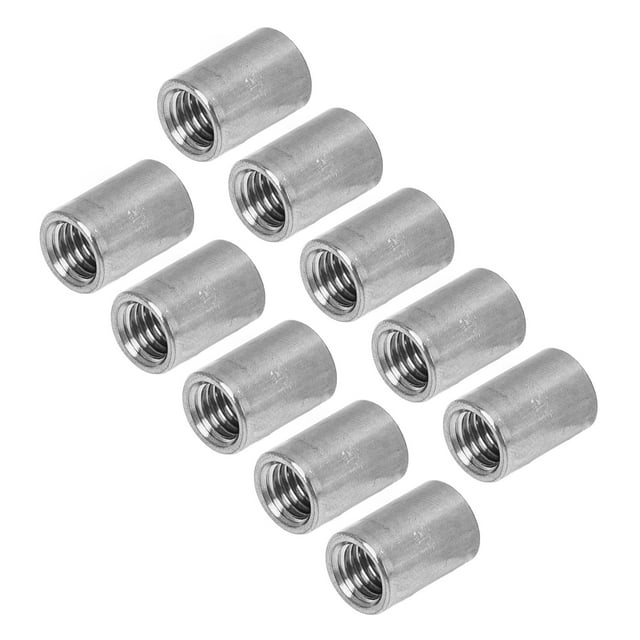Coupling Nut Set, 304 Stainless Steel 10PCS Female Thread Rustproof Round Connector Nuts For Home Maintenance