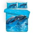 thumbnail image 2 of 3D Blue Sea Animal Dolphin Funda nórdica Juego de cama Funda nórdica Fundas de almohada, 2 of 4