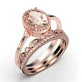 thumbnail image 3 of Beautiful Boho And hippie 2.35 Carat Oval Cut Morganite And Diamond Moissanite Engagement Ring, Wedding Ring, Two Matching Band in 10k Solid Rose Gold, Romanic Gift For Her, Promise Ring, 3 of 4
