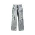 thumbnail image 4 of CONROSES Mens Baggy Jeans Solid Color Y2K Denim Pants for Men Casual Wide Leg Elastic Waist Drawstring Streetwear Jeans With Pockets, 4 of 6