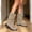 Beige, variant on Women's Faux-Suede Mid-Calf Slouch Boots, Fold-Over Shaft Studs Buckle Pull-On Round Toe Block Low Heel Boots Boots Sizes 38