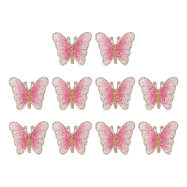 Parches de Mariposa Uxcell para Planchar, Parché Bordado para Coser para Reparación de Mochilas, Ropa, Zapatos Rosa