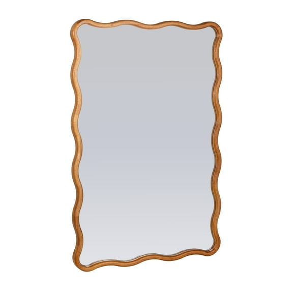 Creative Co-Op Wavy Rectangular Mirror with Scalloped Wooden Frame