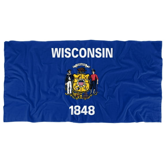Wisconsin Flag Beach Towel, 30"x60" Beach Towel