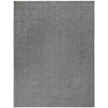 Ottomanson Flokati Non-Slip Rubberback Solid 5x7 Soft Indoor Area Rug, 5' x 7', Dark Gray