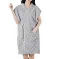 thumbnail image 2 of Ailaofu Women's Nightgown Bathrobe Cap Sleeve Pajamas Dress Loose Lounge Sleepwear with Pocket, 2 of 4