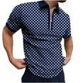 thumbnail image 2 of Handshe Men's Short - Sleeve Printed Zip - Up Turn - Down Collar Casual T - shirt, 2 of 3