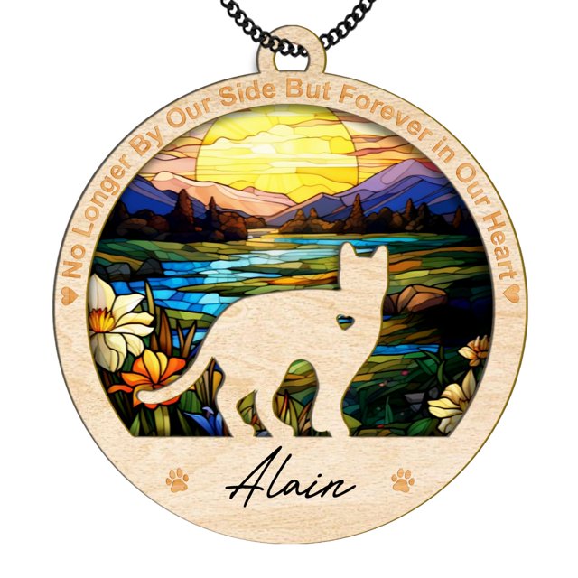 Adorno conmemorativo con forma de gato vinatimes, madera acrílica, 8,9 cm