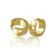Black Silver Rose Gold Tone Plated Simple Plain Kpop Huggie Hoop Earrings For Men For Women For Teen Stainless Steel