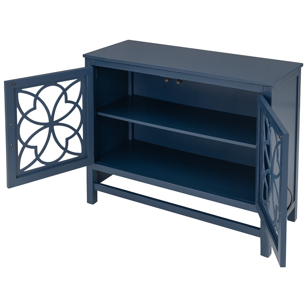 Lowestbest Freestanding Storage Cabinet, Wooden Floor Cabinet Accent Table, Navy Blue Lowestbest Freestanding Storage Cabinet, Wooden Floor Cabinet Accent Table, Navy Blue