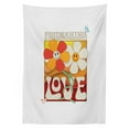 thumbnail image 3 of Ambesonne Emoji Tablecloth Rectangular Table Cover, Groovy Love Floral Faces Art, 52"x70", White Pale Tan Mustard, 3 of 4