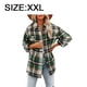 thumbnail image 2 of Chaquetas informales a cuadros para mujer, chaqueta tipo camisa con bolsillos y botones de franela cepillada, abrigos (verde), 2 of 6
