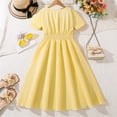thumbnail image 5 of NAISIBABY Girls Ruffle Dress, Solid Color Short Sleeve V Neck Summer Casual Sundress Yellow 10-11T, 5 of 9
