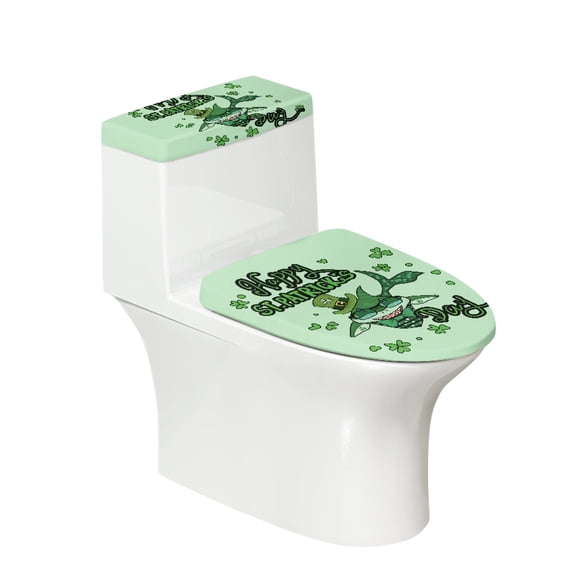 HELLHERO St. Patrick's Shark 2 Pack Toilet Cover Set Elastic Bottom Polyester, Universal, Bathroom Accessories