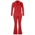 thumbnail image 4 of WXLWZYWL Womens Suits Blazer and Pants Long Sleeve Solid Suit Pants Casual Elegant Business Suit Sets Red, 4 of 6