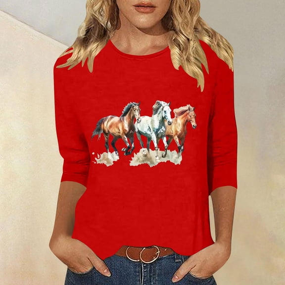 LiMoi Womens Tops Casual Cute Three Quarter Length Sleeve Tunic Tops Spring Clothes for Women Tshirts Shirts T-Shirts reorder New Arrivals